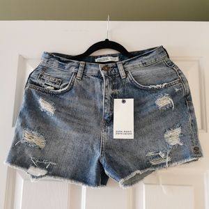Zara distressed denim high rise shorts